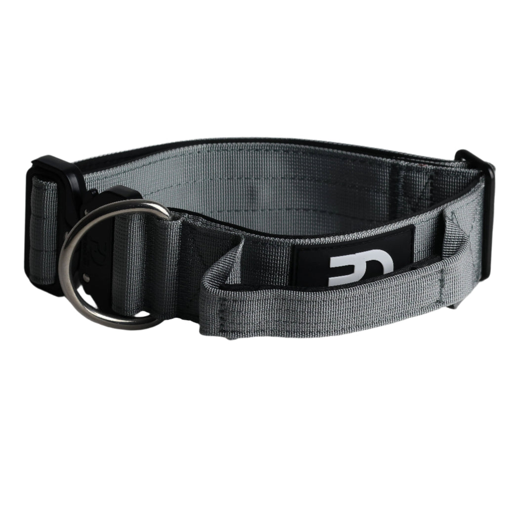 Pure Dog K9 5cm Tactical Dog Collar with Handle | Grey