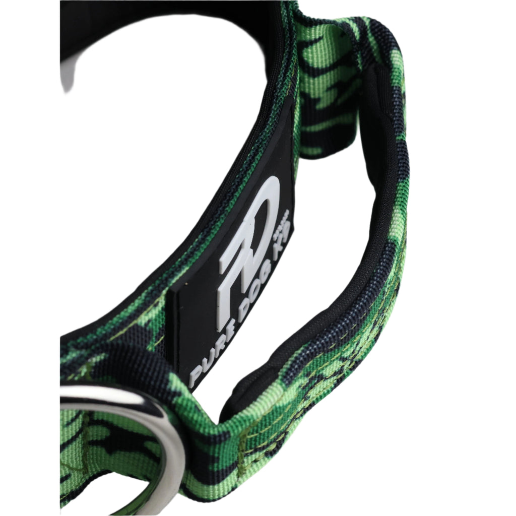 Pure Dog K9 5cm Tactical Dog Collar with Handle | Green Camo