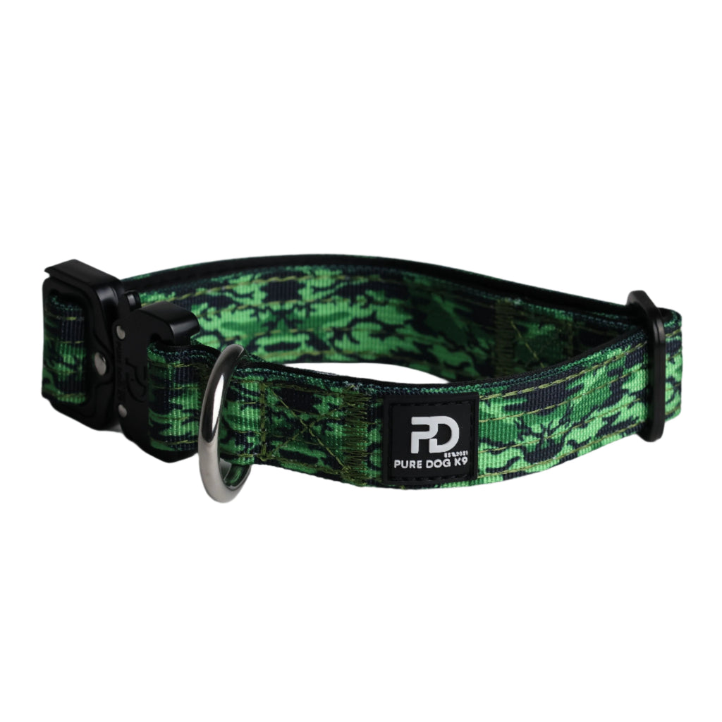 Pure Dog K9 2.5cm Tactical Dog Collar | Green Camo