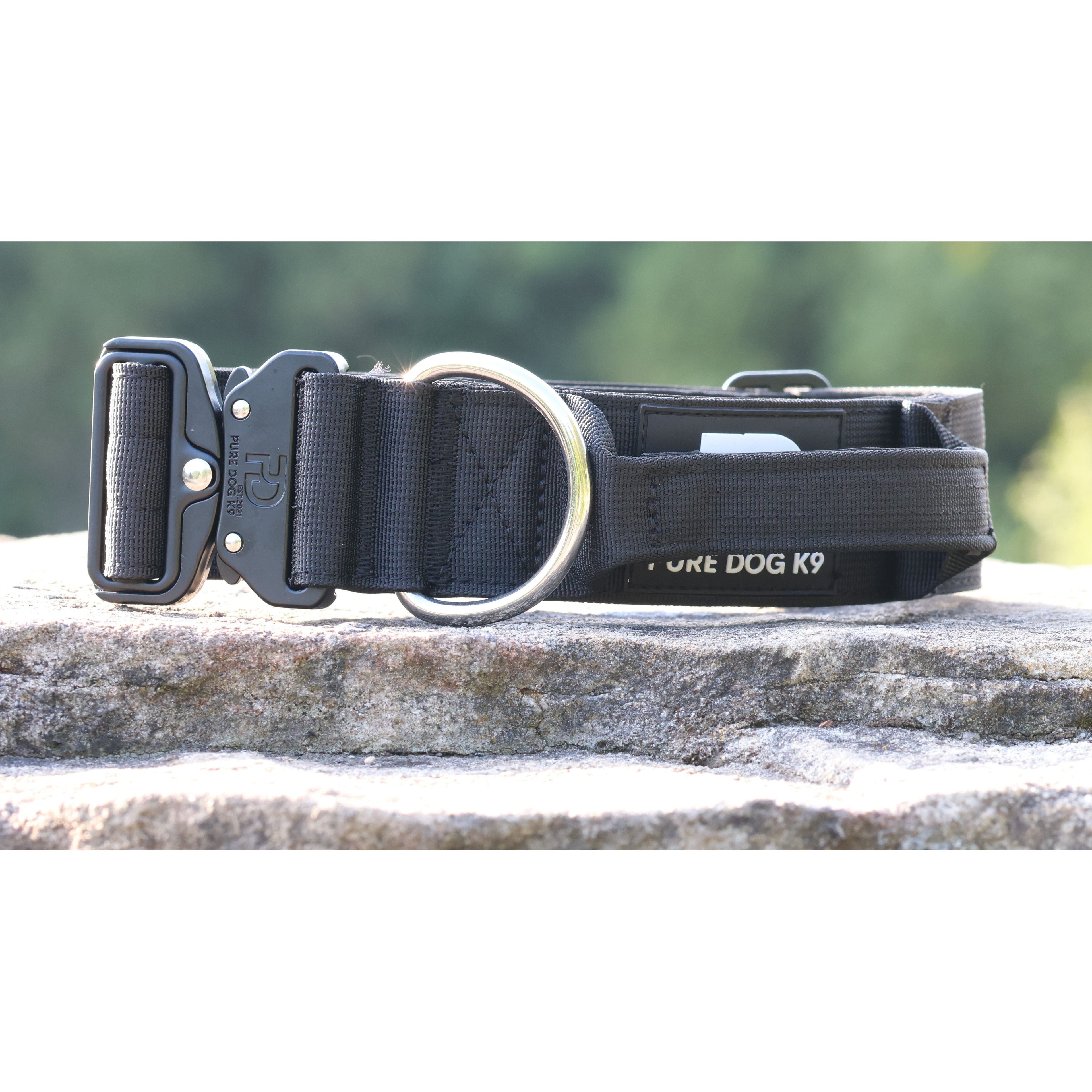 Pure Dog K9 5cm Tactical Dog Collar with Handle | Black