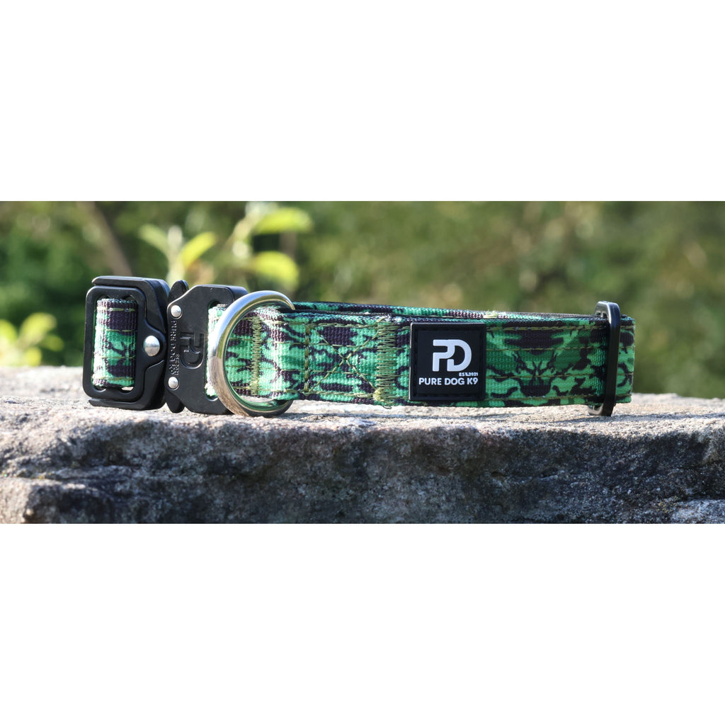 Pure Dog K9 2.5cm Tactical Dog Collar | Green Camo