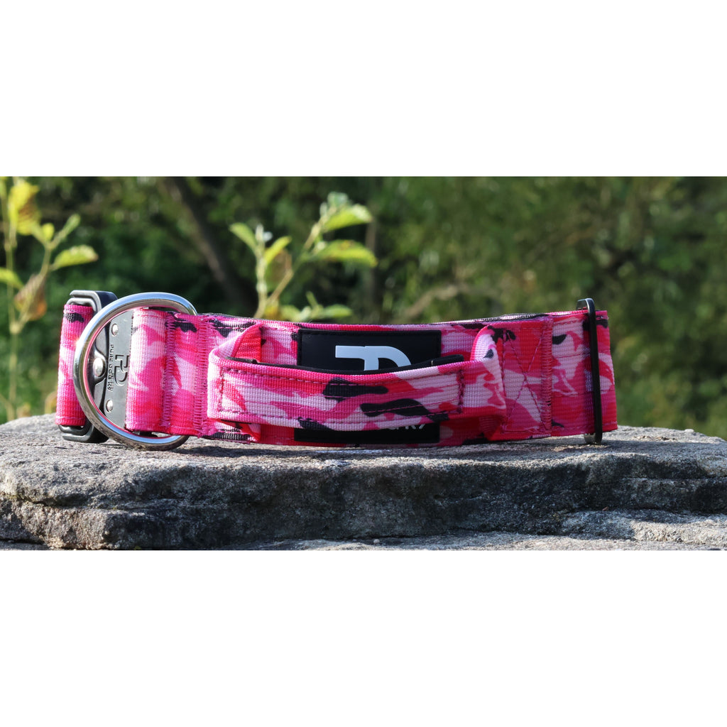 Pure Dog K9 5cm Tactical Dog Collar with Handle | Pink Camo