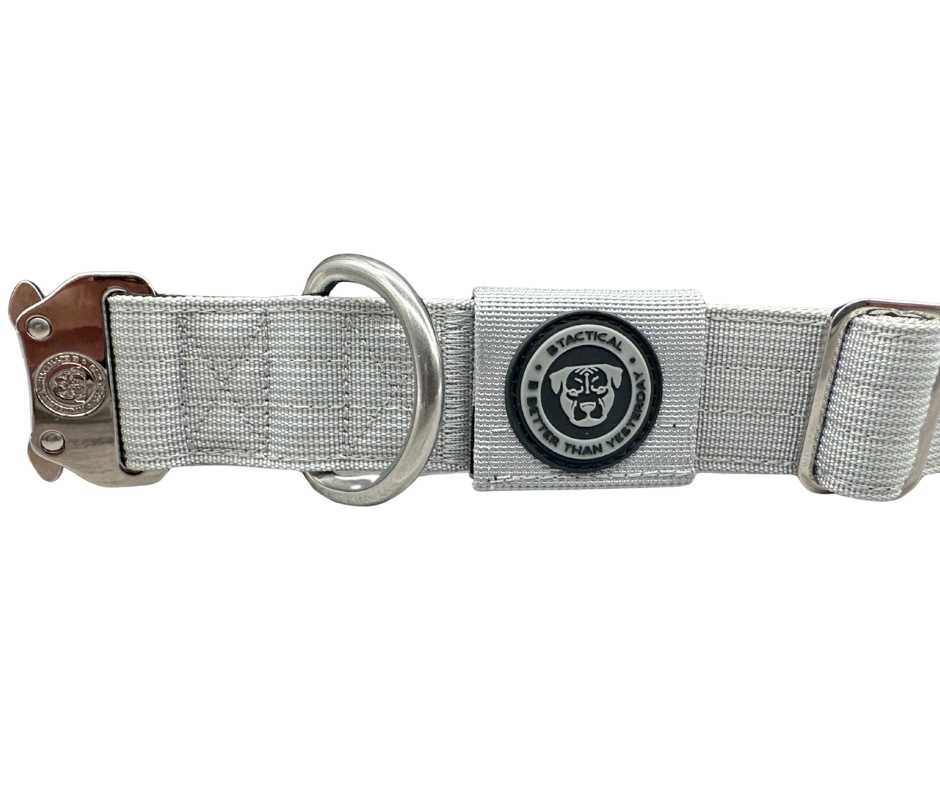 BTactical™ 4cm Nylon Tracker Dog Collar with GPS Pocket | Misty Grey