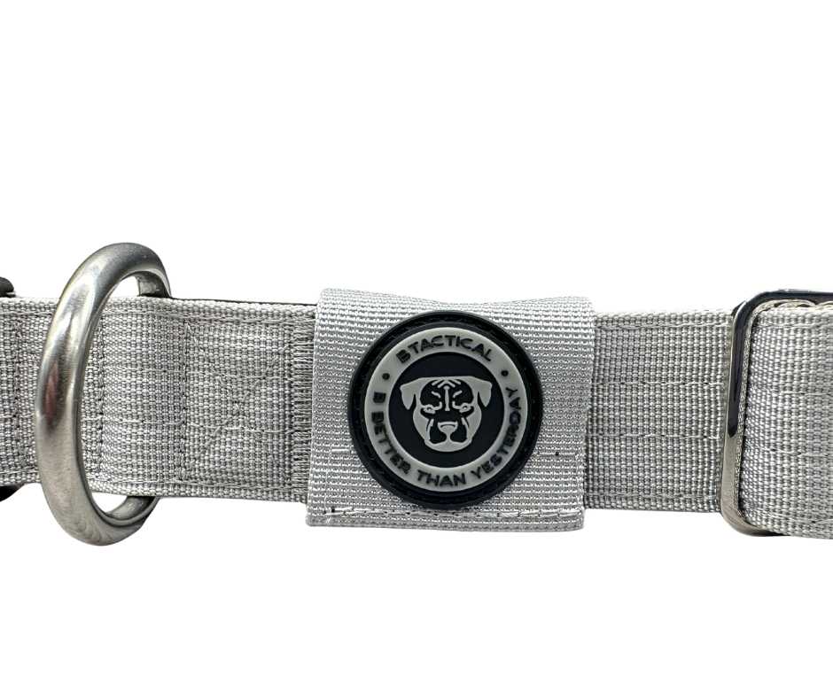 BTactical™ 4cm Nylon Tracker Dog Collar with GPS Pocket | Misty Grey