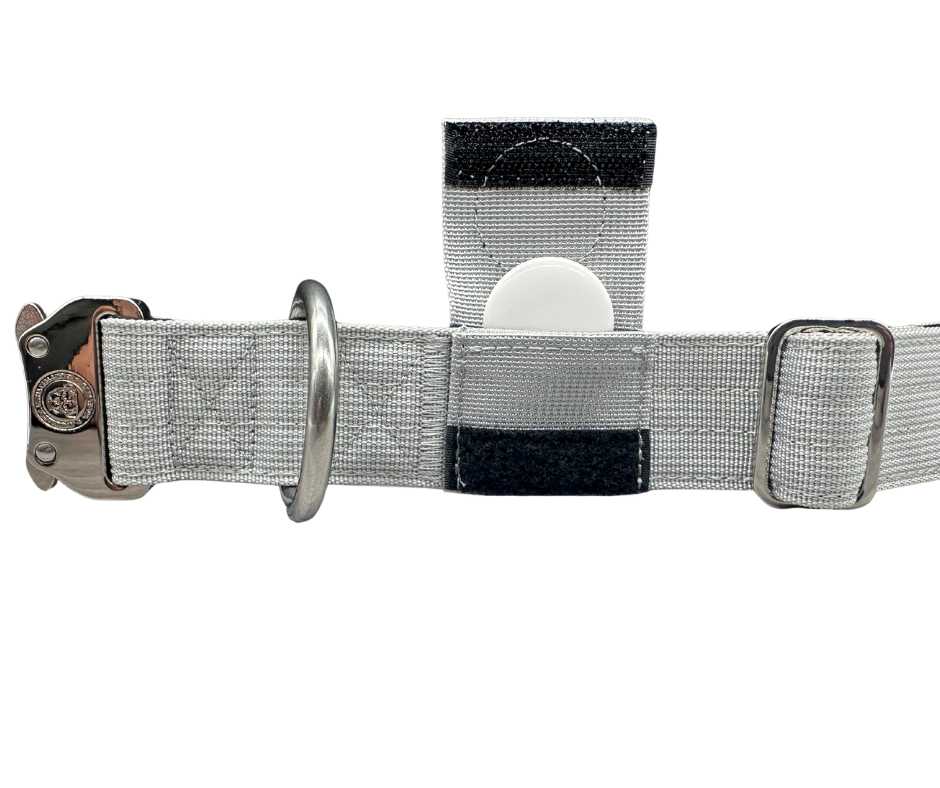 BTactical™ 4cm Nylon Tracker Dog Collar with GPS Pocket | Misty Grey