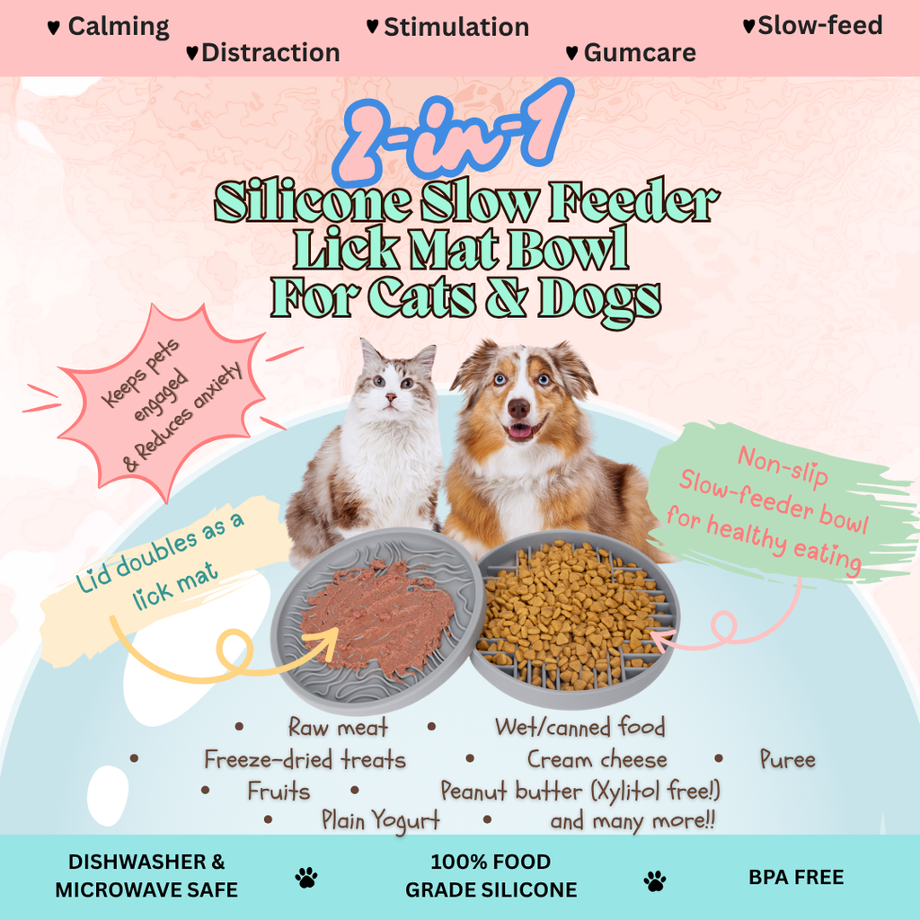 Slow & Steady - 2-in-1 Slow Feeder Bowl & Lick Mat | Calmer Mealtimes