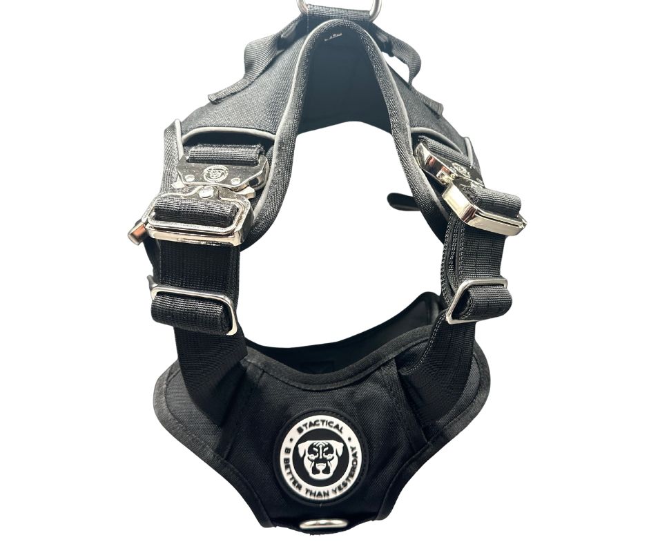 BTactical™ Ultimate No-Pull Dog Harness with Tracker Pocket | Midnight Black