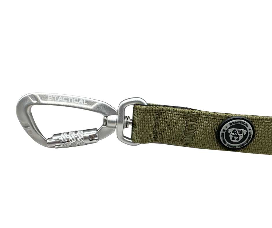 BTactical™ Tactical Nylon Dog Lead with Carabiner Clip | Khaki Green