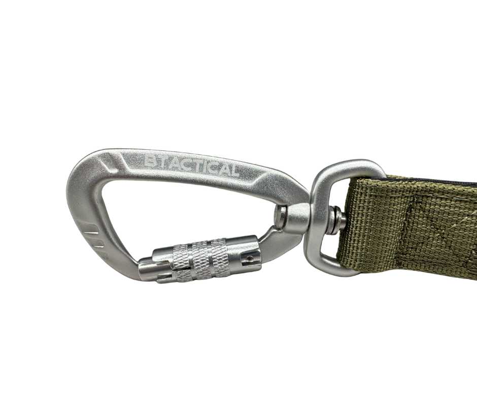 BTactical™ Tactical Nylon Dog Lead with Carabiner Clip | Khaki Green