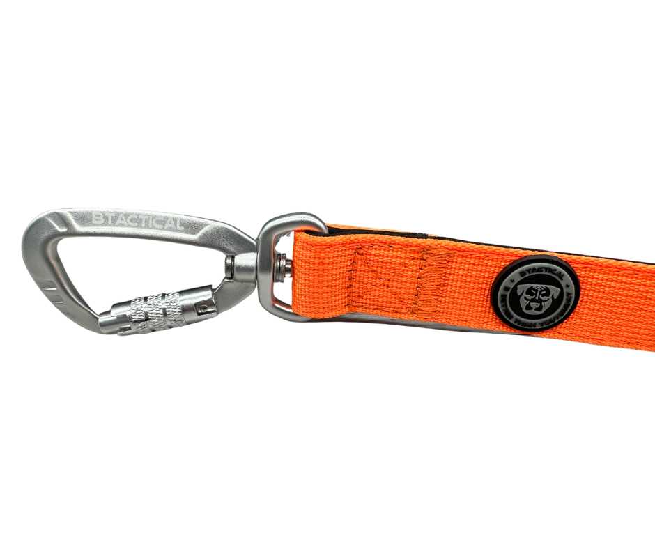 BTactical™ Tactical Nylon Dog Lead with Carabiner Clip | Citrus Orange