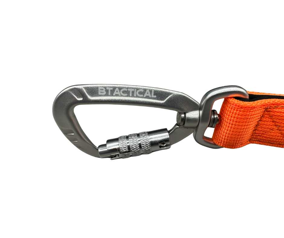 BTactical™ Tactical Nylon Dog Lead with Carabiner Clip | Citrus Orange