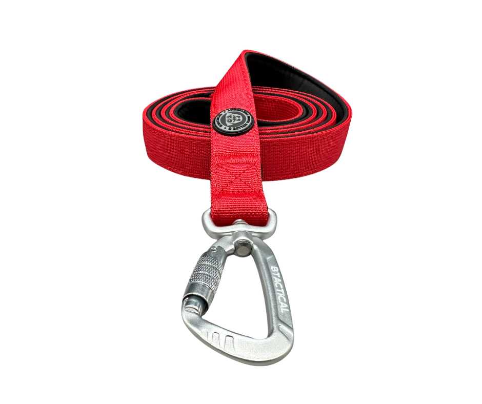 BTactical™ Nylon Carabiner Clip Dog Lead with Neoprene Handle | Citrus Red