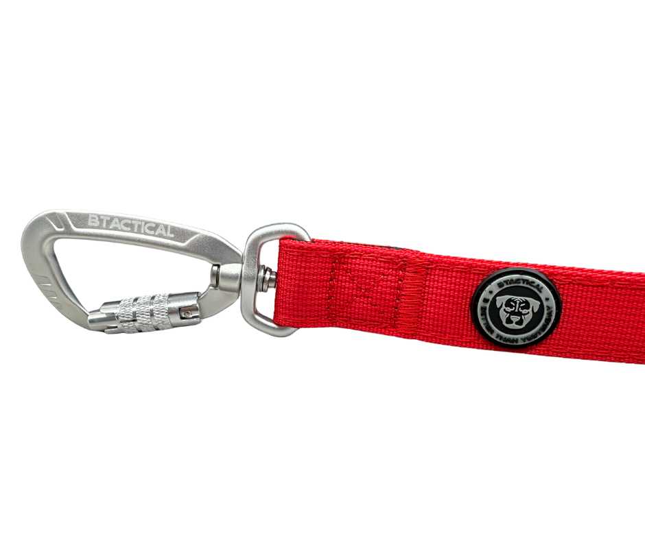 BTactical™ Nylon Carabiner Clip Dog Lead with Neoprene Handle | Citrus Red