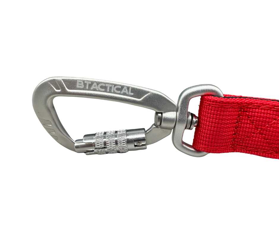 BTactical™ Nylon Carabiner Clip Dog Lead with Neoprene Handle | Citrus Red