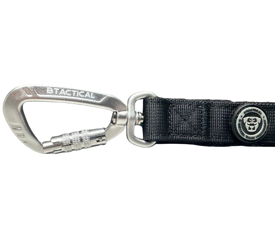 BTactical™ Nylon Carabiner Clip Dog Lead with Padded Handle | Midnight Black