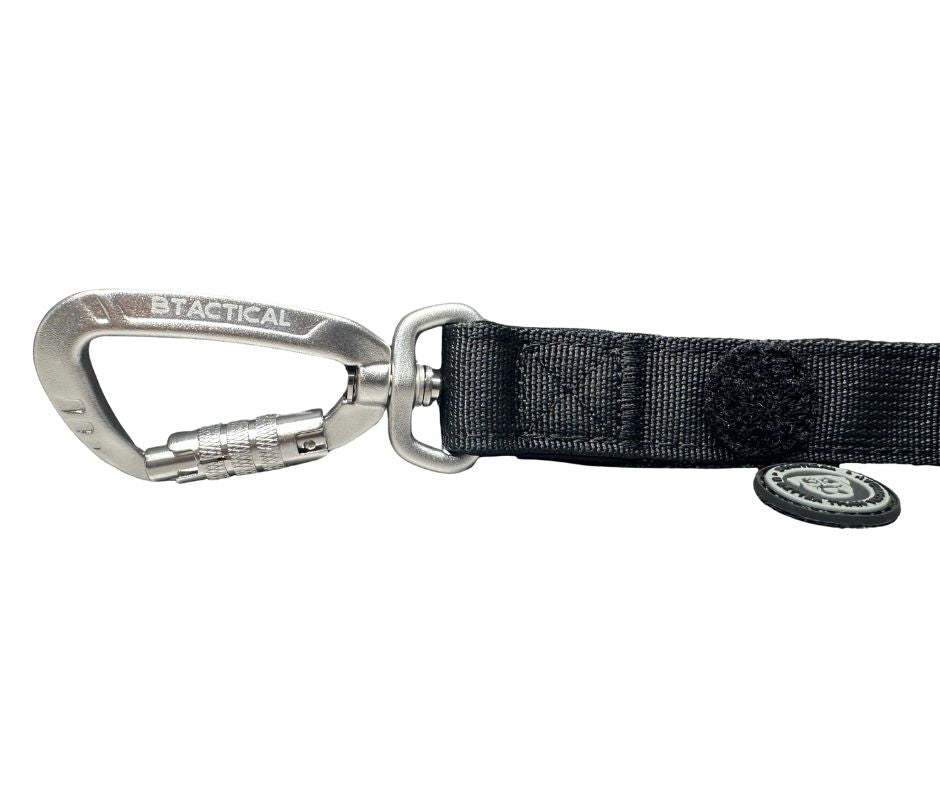BTactical™ Nylon Carabiner Clip Dog Lead with Padded Handle | Midnight Black