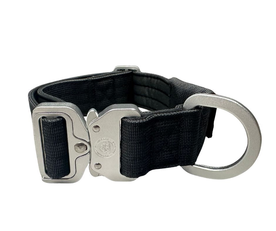 BTactical™ 4cm Tactical Dog Collar with GPS Tracker Pocket | Midnight Black