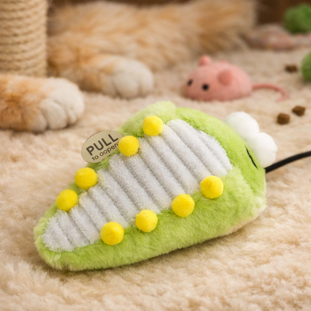 Interactive Catnip Green Bug Plush Cat Toy – Cute Kitten Chew & Bite Resistant Cat Toy with Squeaker