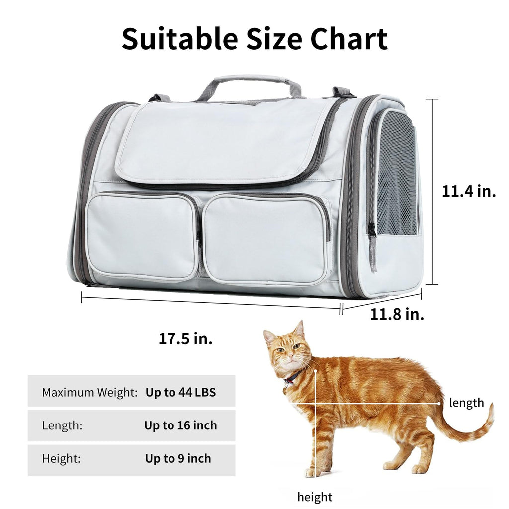 Soft-Sided Cat & Small Dog Carrier – Grey
