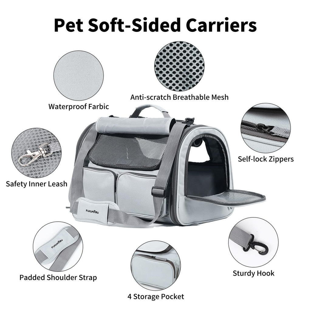 Soft-Sided Cat & Small Dog Carrier – Grey
