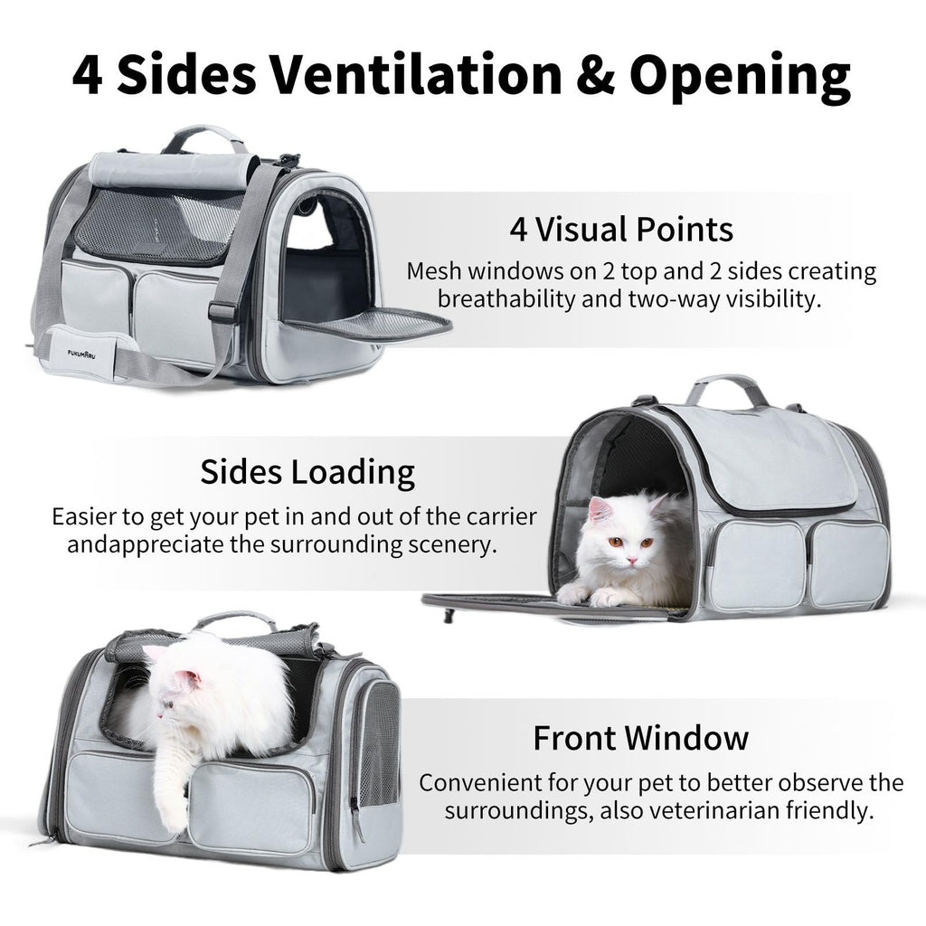 Soft-Sided Cat & Small Dog Carrier – Grey