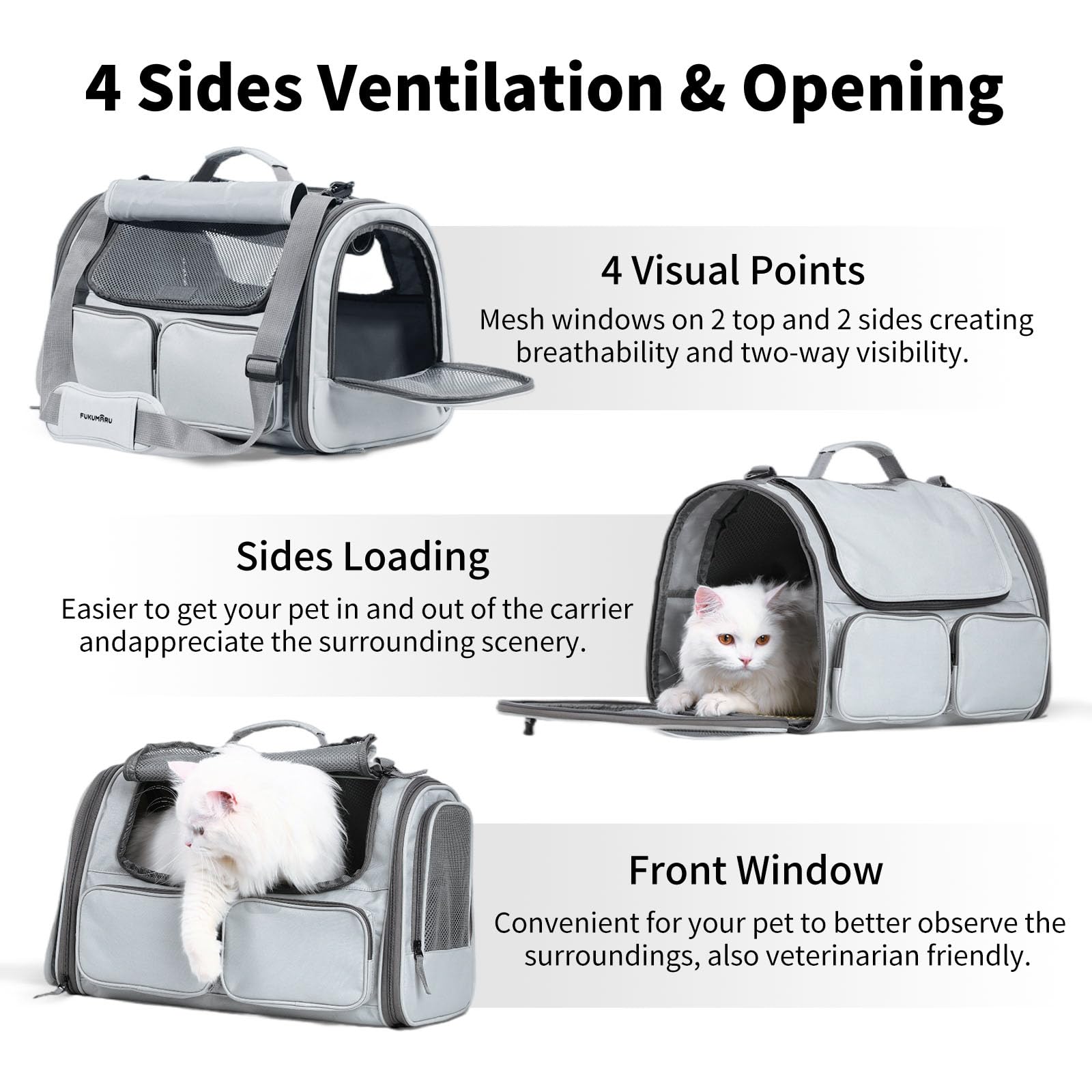 Soft-Sided Cat & Small Dog Carrier – Grey