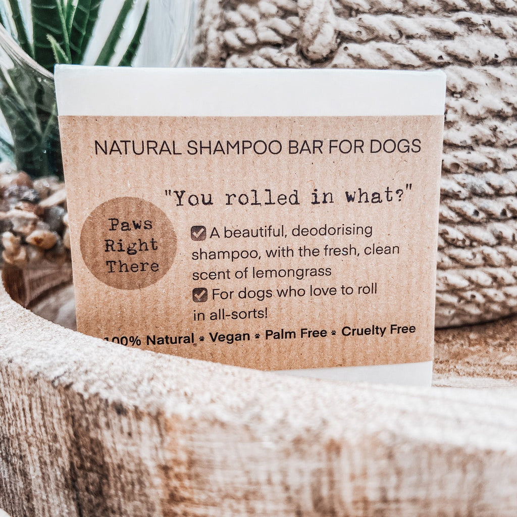 Tan dog shampoo bar with kraft You rolled in what label and deodorising details