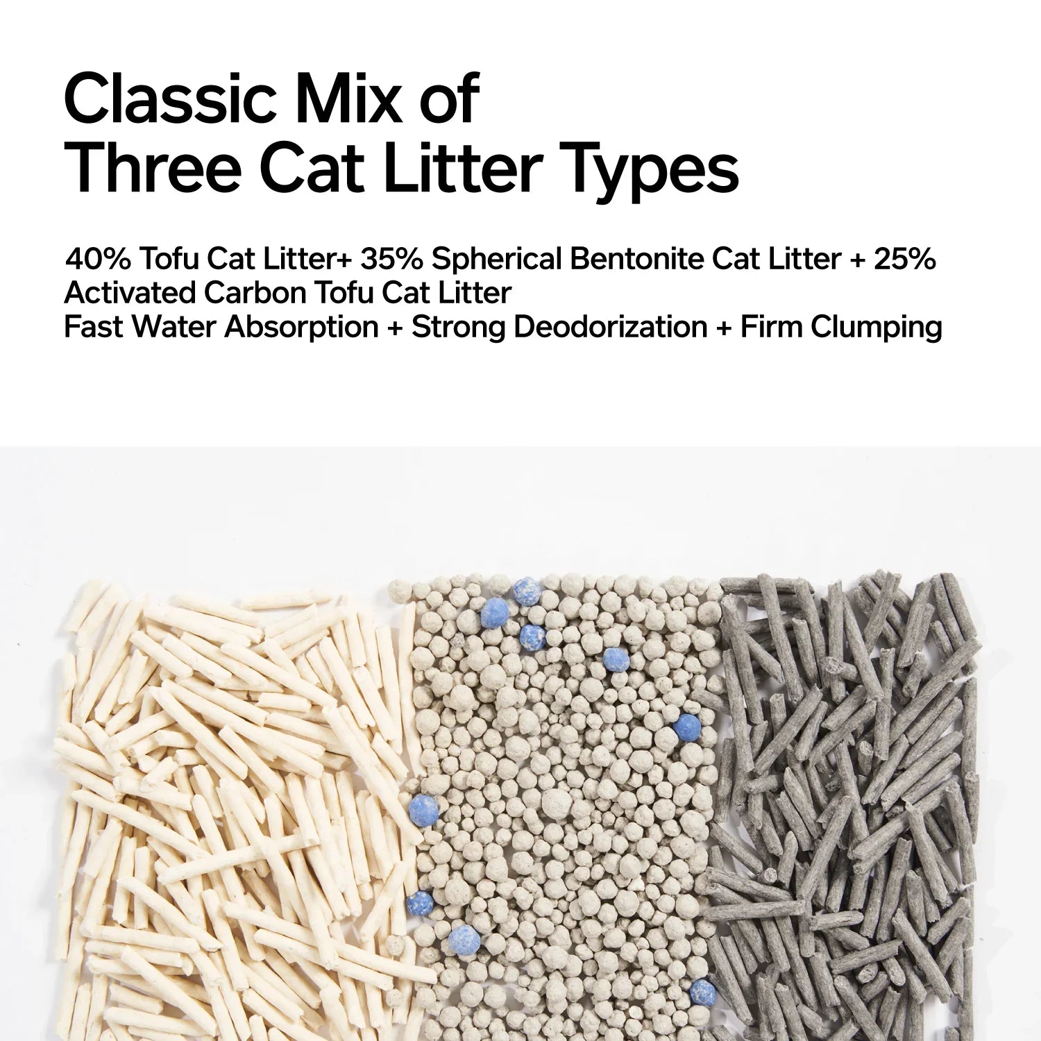 zeze 3-in-1 Blend Cat Litter (Tofu, Spherical Bentonite Clay, Activated Carbon Infused Tofu)