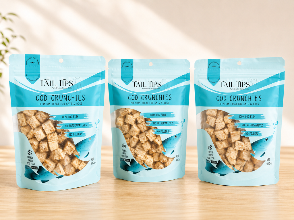 Cod Crunchies - 100% Freeze-Dried Cod Treats | Pure & Natural | Tail Tips UK | 40g pack