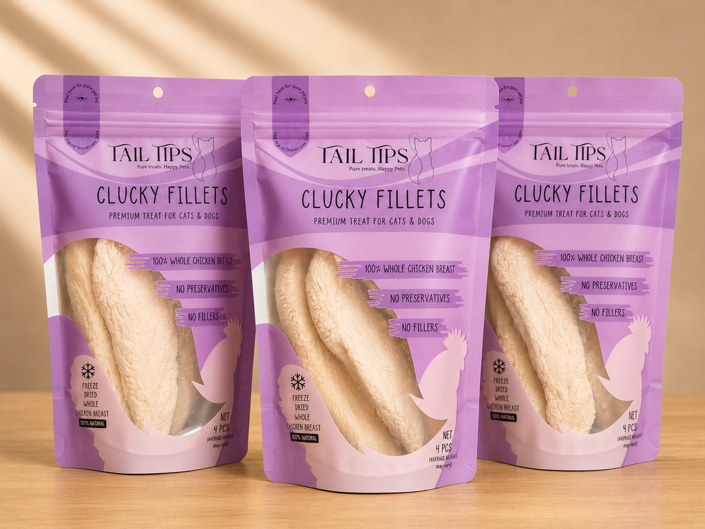 Clucky Filets - 100% Freeze-Dried Chicken Breast Treats Pure & Natural 4pcs pack
