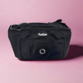Black dog walking bum bag with front zip and PooClub logo patch