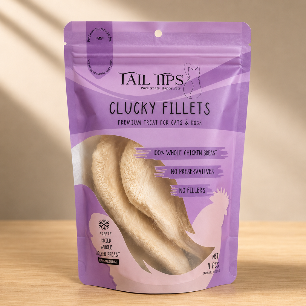 Clucky Filets - 100% Freeze-Dried Chicken Breast Treats Pure & Natural 4pcs pack