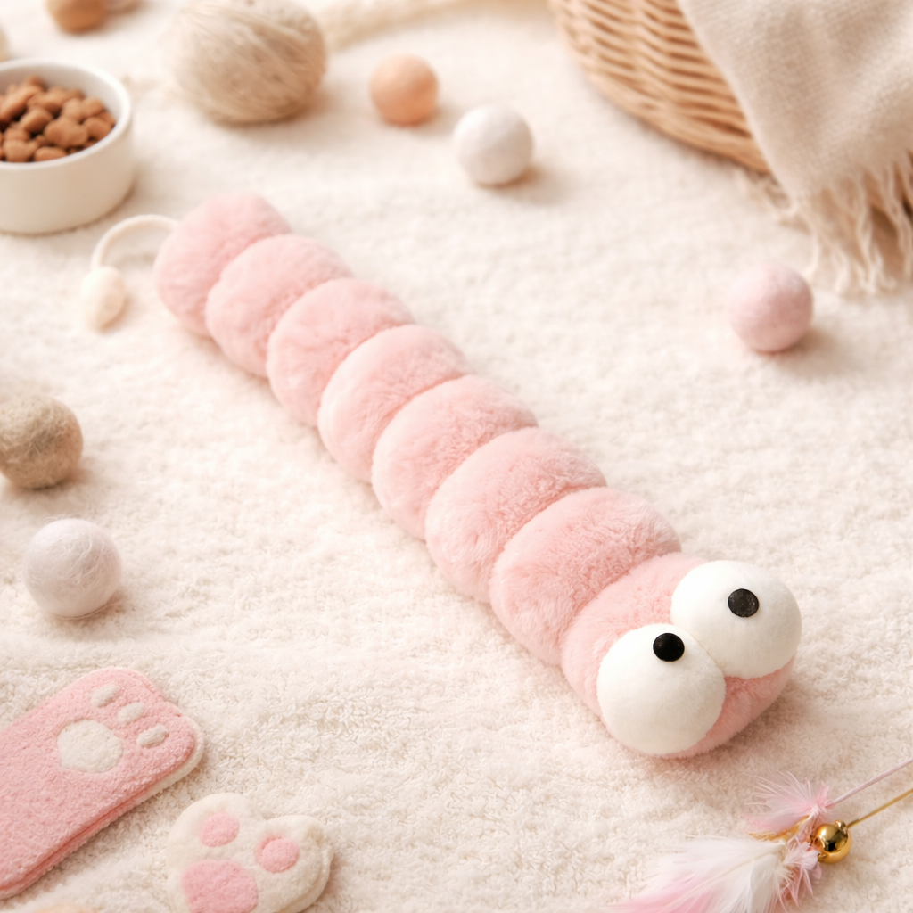 Crazy Giant Caterpillar Catnip Kicker Toy – Large Plush Interactive Cat Toy for Kicking, Biting & Bunny Kicks (37cm)