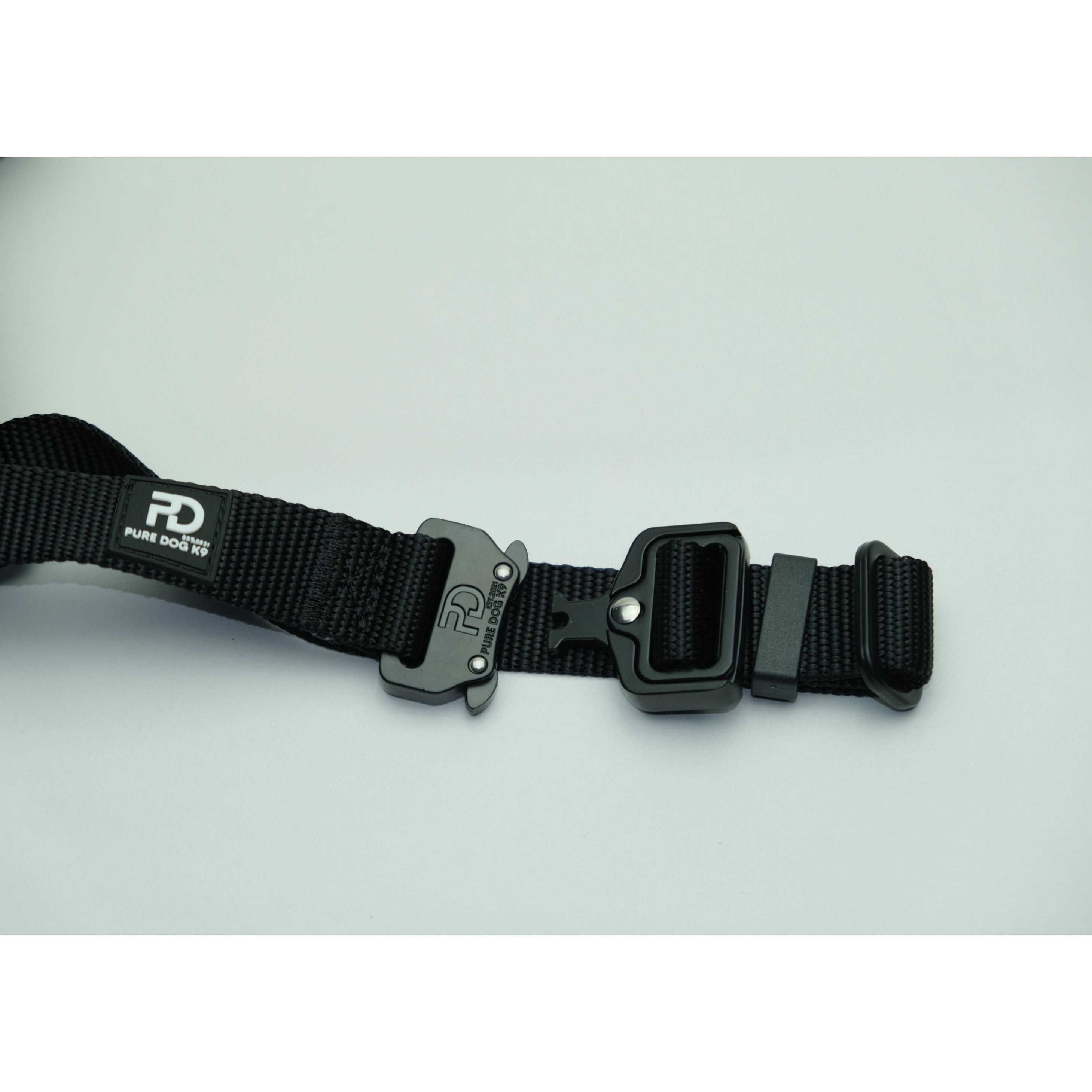 Black head collar with RD logo hardware and adjustable webbing