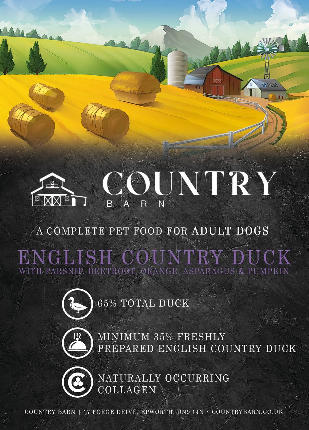 Country Barn Superfood Duck with Parsnip, Beetroot, Orange, Asparagus & Pumpkin | Adult Dog Food