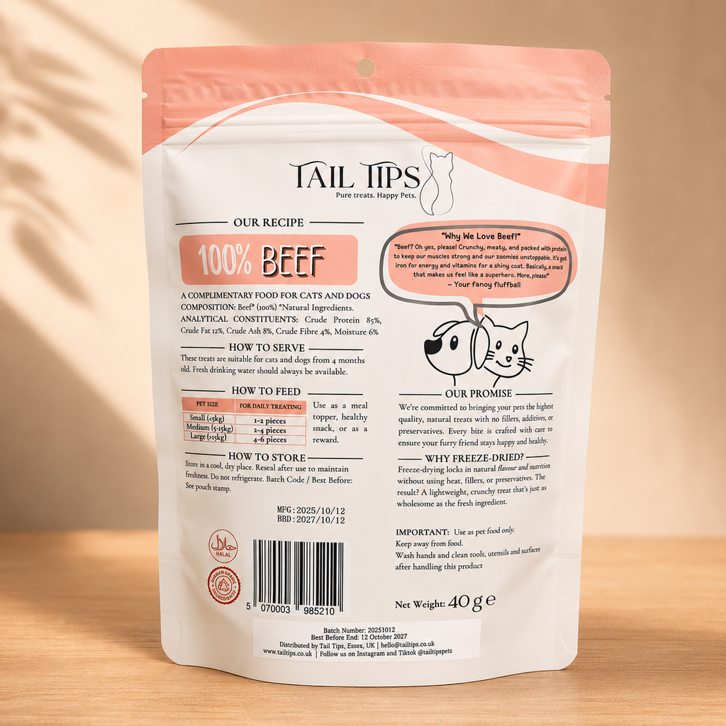 Moo N' Chew - 100% Freeze-Dried Beef Treats Pure & Natural 40g pack