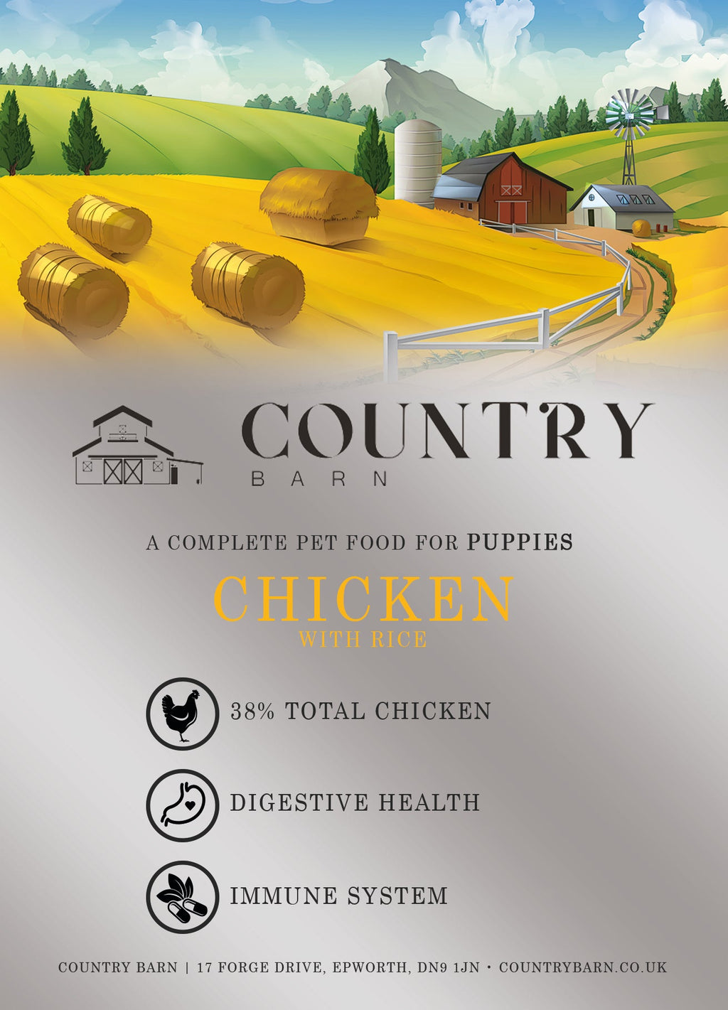 Country Barn Super Premium Puppy Chicken & Rice Hypoallergenic Dog Food | 6kg & 12kg