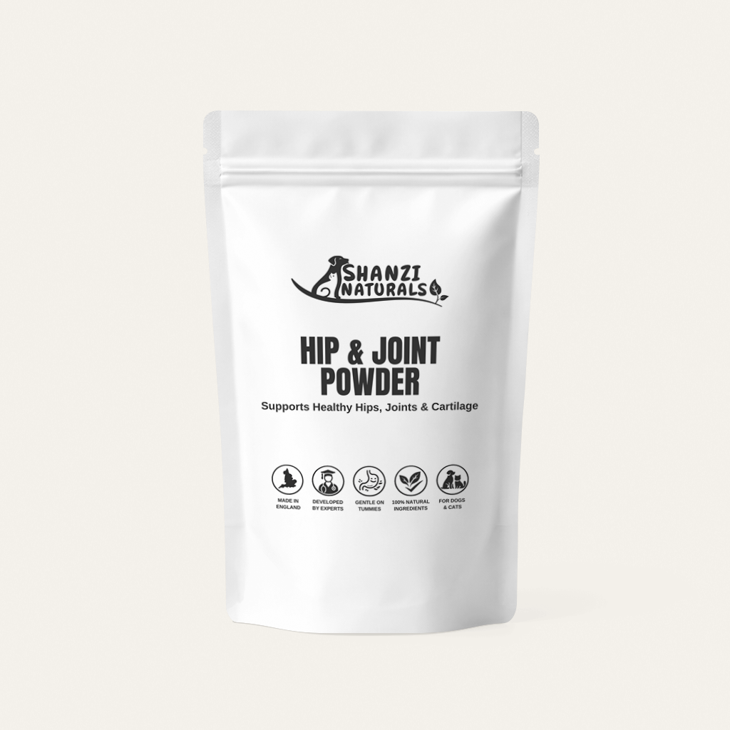 Shanz Naturals hip & joint powder stand-up pouch for dogs and cats