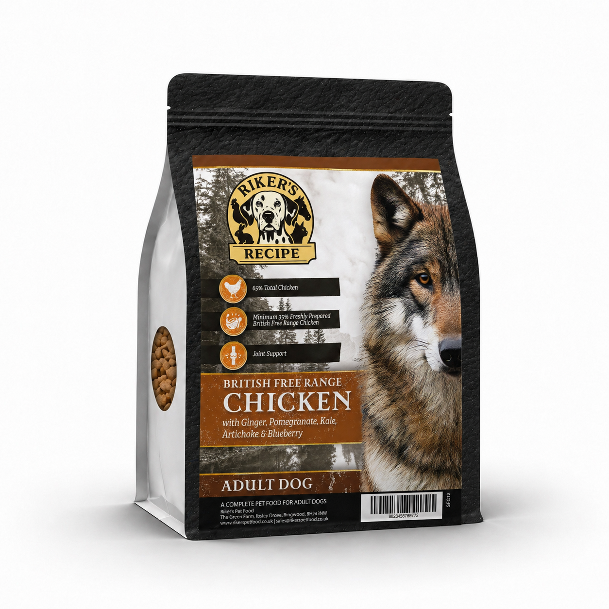 Riker's Recipe Superfood 65 Grain Free British Free Range Chicken Dry Dog Food | 2kg