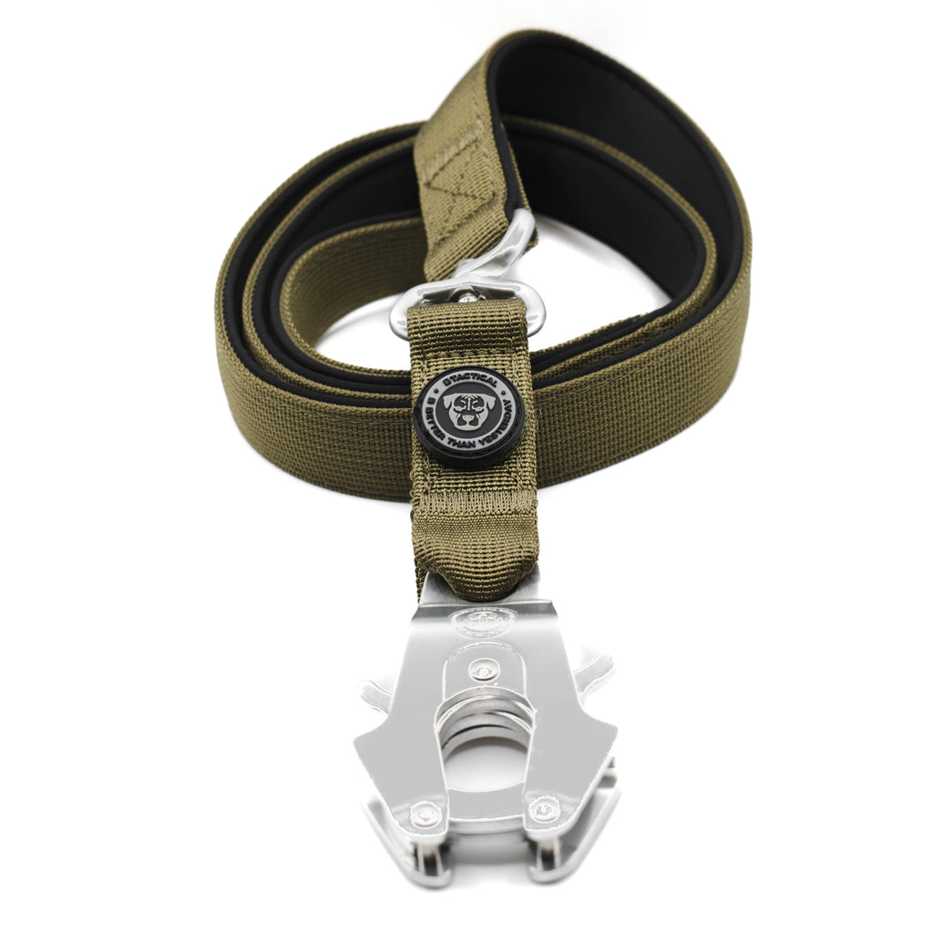 BTactical™ Nylon Frog Clip Dog Lead with Padded Handle | Khaki Green