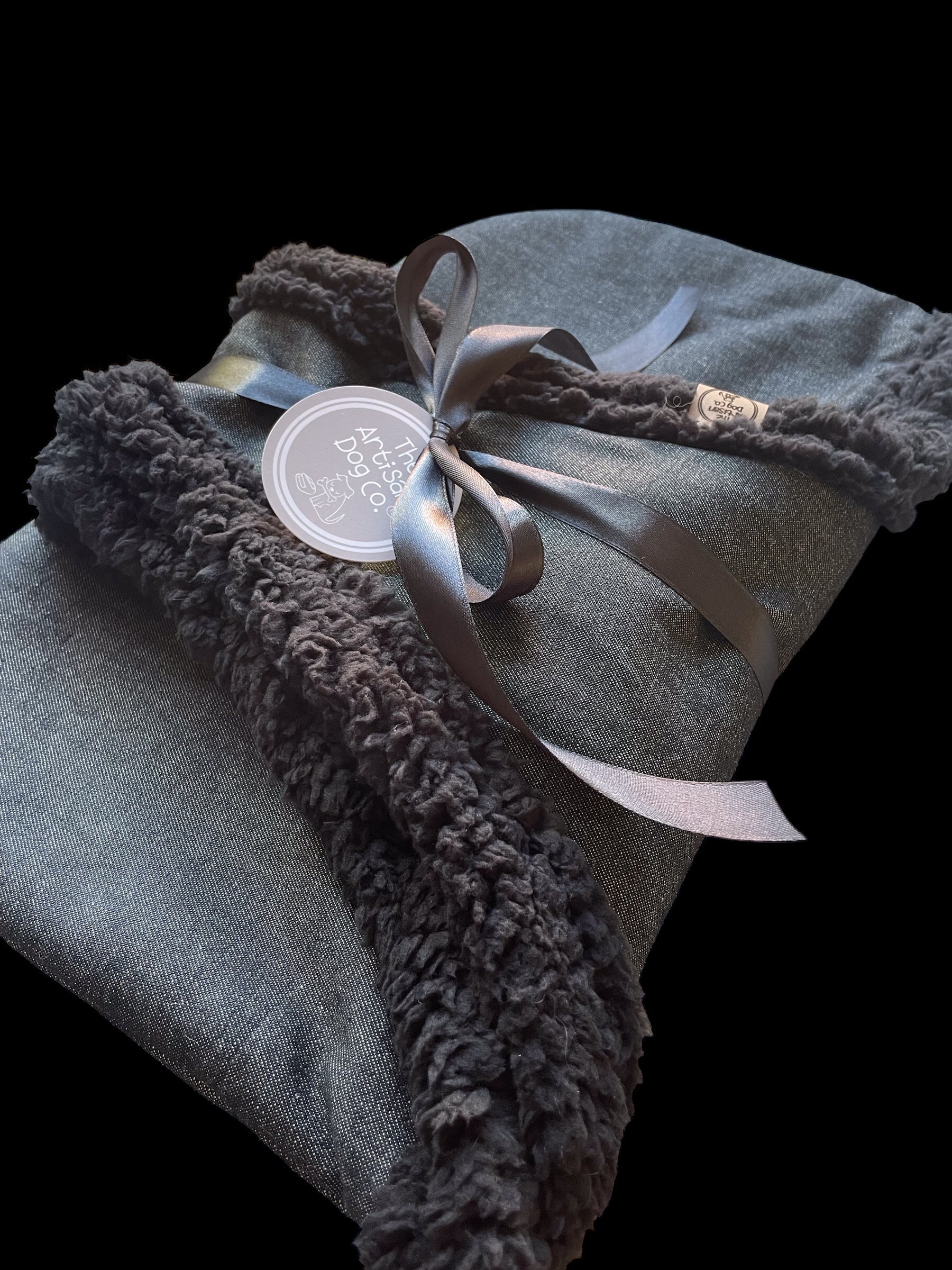 Handcrafted Puppy & Small Dog Carrier Sling - Black Denim | Sherpa Fleece Lined | Made to Order