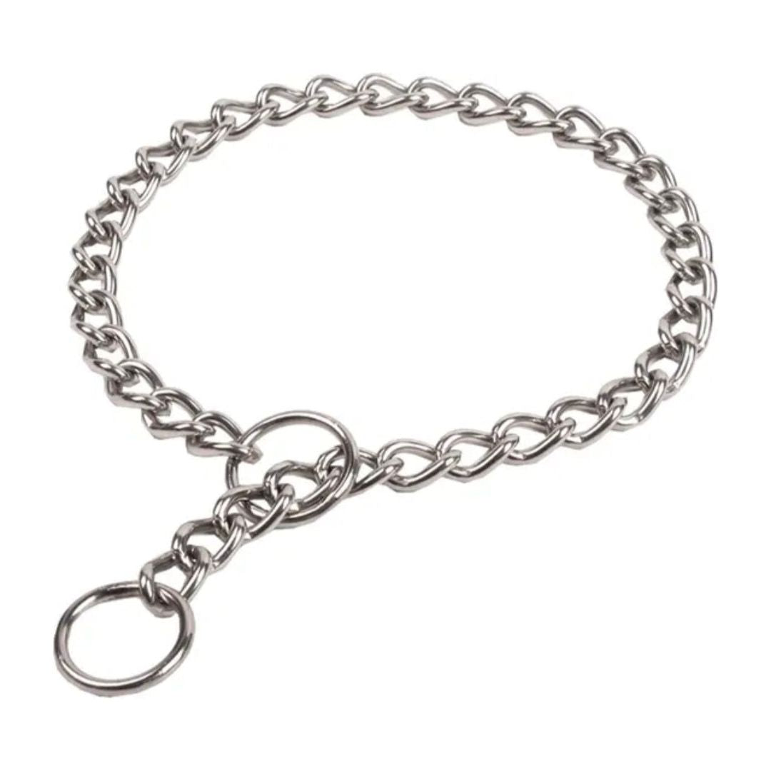 Metal chain dog collar with ring clasp, 4.0mm links