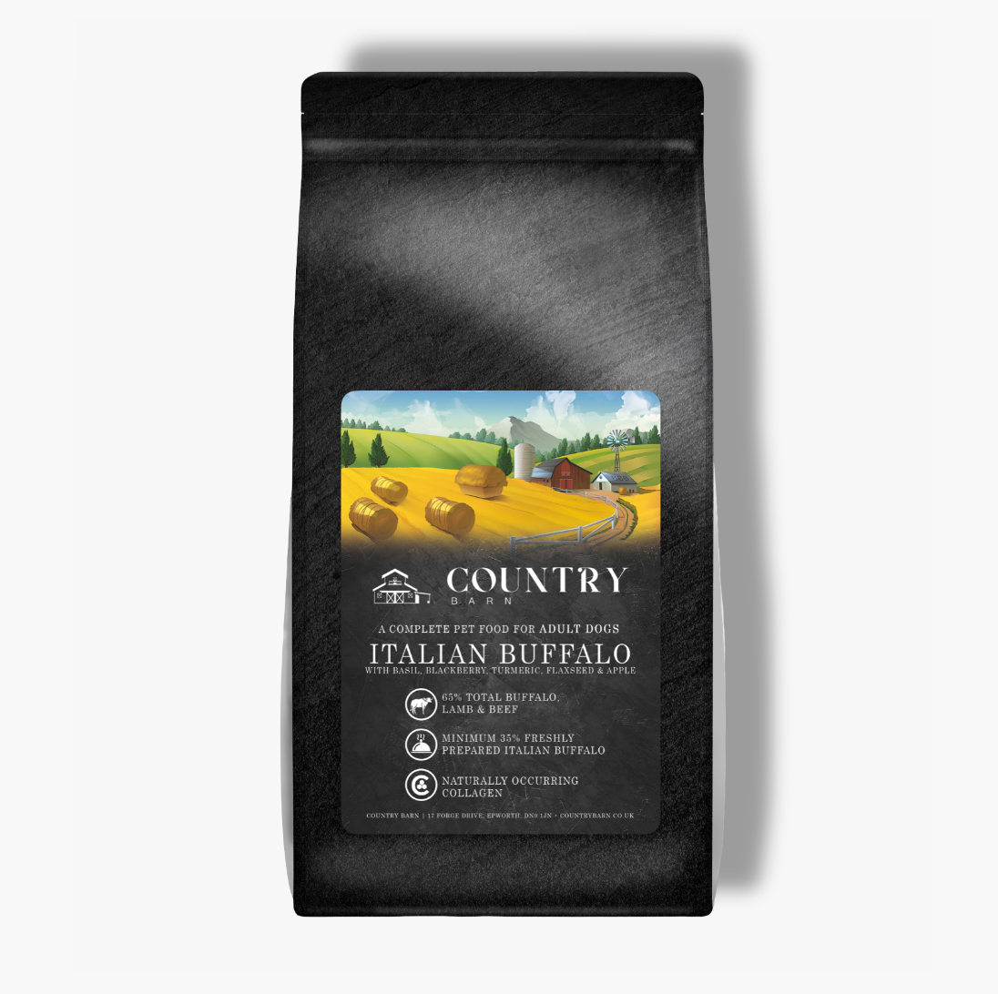 Country Barn Superfood Italian Buffalo with Basil, Blackberry, Turmeric, Flaxseed & Apple | Grain-Free Adult Dog Food