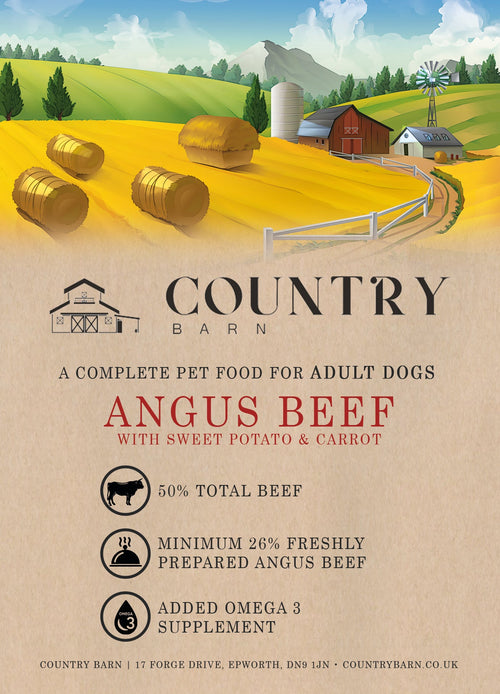 Adult dry dog food bag, Angus beef with sweet potato and carrot