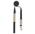 Cream and black dog lead with metal swivel clip and dotted webbing