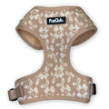 Toffee Latte Petals Luxe Adjustable Dog Harness | Embroidered Floral