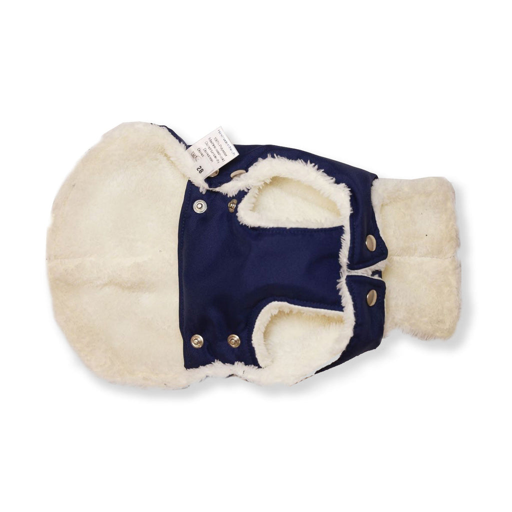 Soho Poms Teddy Bear Waterproof Dog Jacket | Blue & Ivory