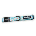 Pastel daisy patterned dog collar with black buckle and PupClub logo patch