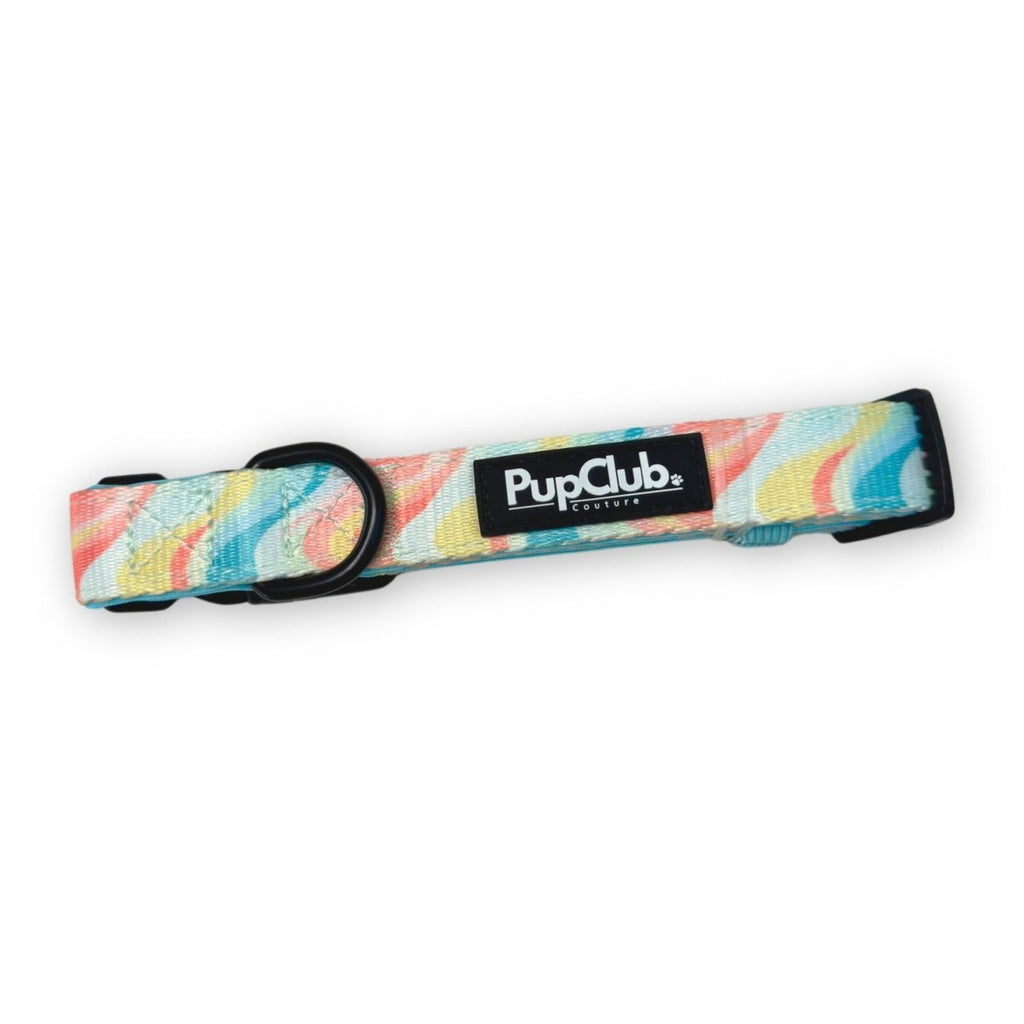 Pastel Waves Dog Collar | Adjustable Neoprene-Lined Collar for Dogs