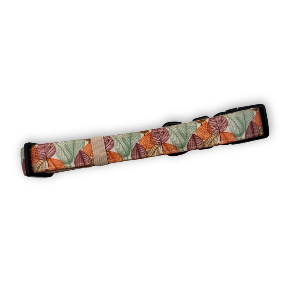 Patterned fabric dog collar with adjustable strap and buckle